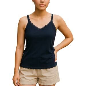 Soft Surroundings Pima‎ Cami Tank Top S Lace Whimsigoth Romantic Casual Lounge